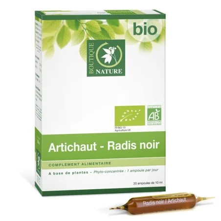 Artichaut-Radis Noir Bio Phyto-Concentré 20 ampoules - Boutique Nature