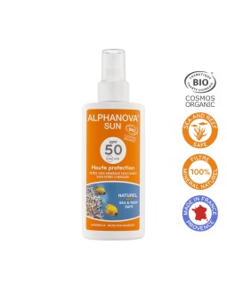 Spray solaire Bio SPF 50 très haute protection Alphanova Sun
