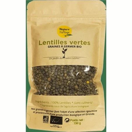 Graines Lentilles vertes à germer bio 150g Nature & Partage